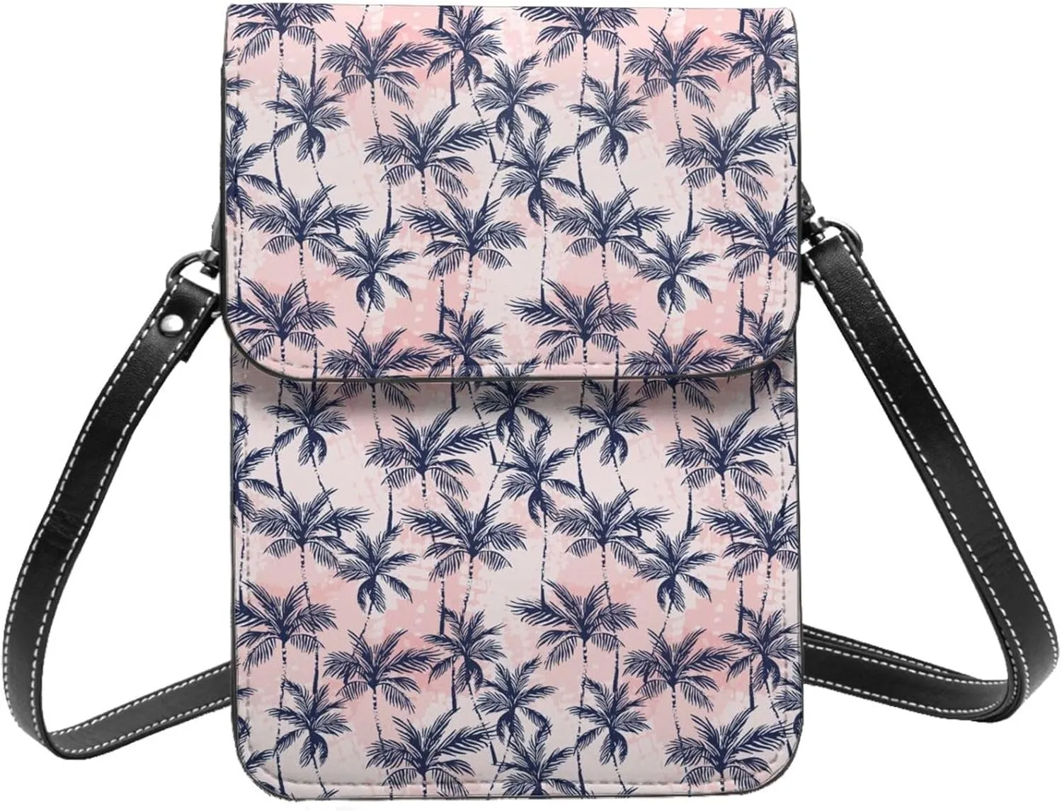 Small Crossbody Bags for Women, Leather Tropics Palm Trees Cell Phone Cross Body Bag Wallet Purses