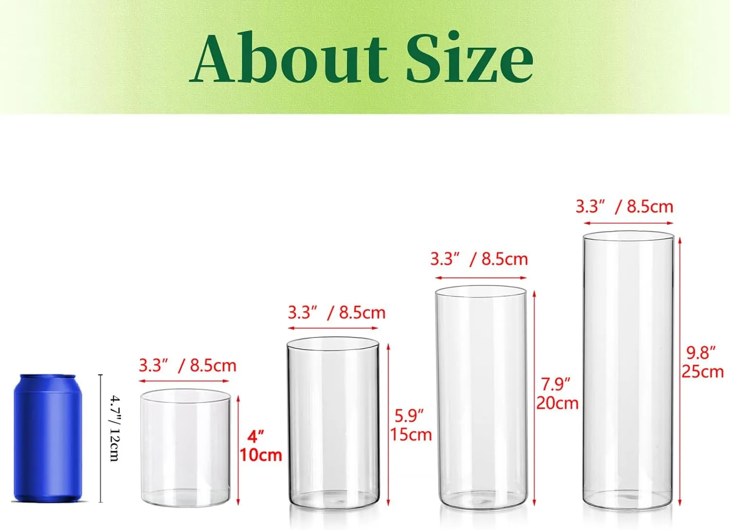 Small Glass Cylinder Vases for Centerpieces, Hewory 6pcs 4in Tall Hurricane Candle Holders for Pillar or Floating Candles, Clear Round Vases for Wedding Anniversary Birthday Party Events Table Decor