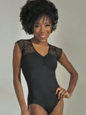 So Danca Adult’s Black Lace Cap Sleeve Leotard