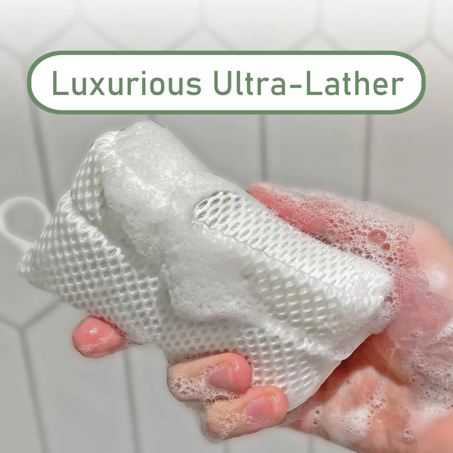Soap Bag 100% Recycled & Made in North America - Soap Saver Pouch, Loofah Bath Scrubber for Bar Soap   Exfoliator (2-Pack Combo, Gentle and Deep Exfoliation)