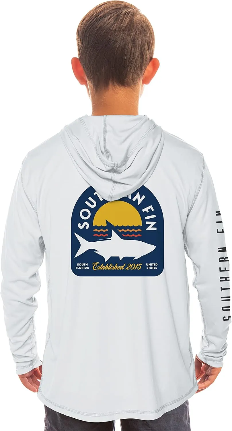 Southern Fin Apparel Kids Fishing Hoodie Shirt Long Sleeve UV UPF SPF Sun Protection Youth Boys Girls
