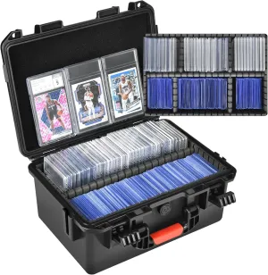 Sports Card Case Storage Box: Trading Cards Storage Box for PSA Graded Cards Holder and Top Loaders, Baseball Sport Card Storage Boxes, Waterproof Hard Case with 6 Dividers for Top Loaders Card (300 )