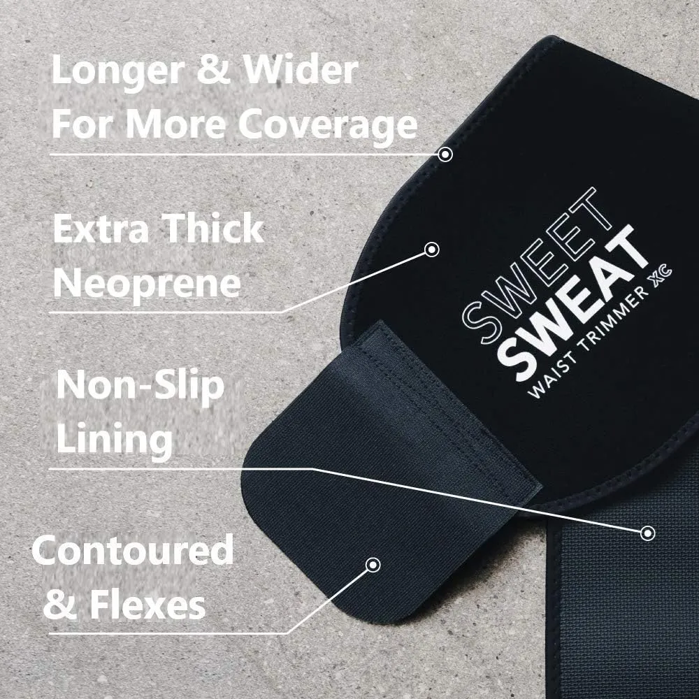 Sports Research® Sweet Sweat Waist Trimmer - Premium Sweat Enhancing Fitness Belt for Women & Men - 5 Adjustable Sizes