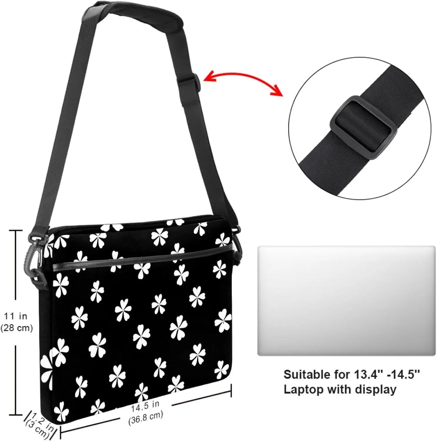 Spring Pattern with Twigs and Moon Laptop Shoulder Bag Slim Computer Briefcase Laptop Sleeve Messenger Case