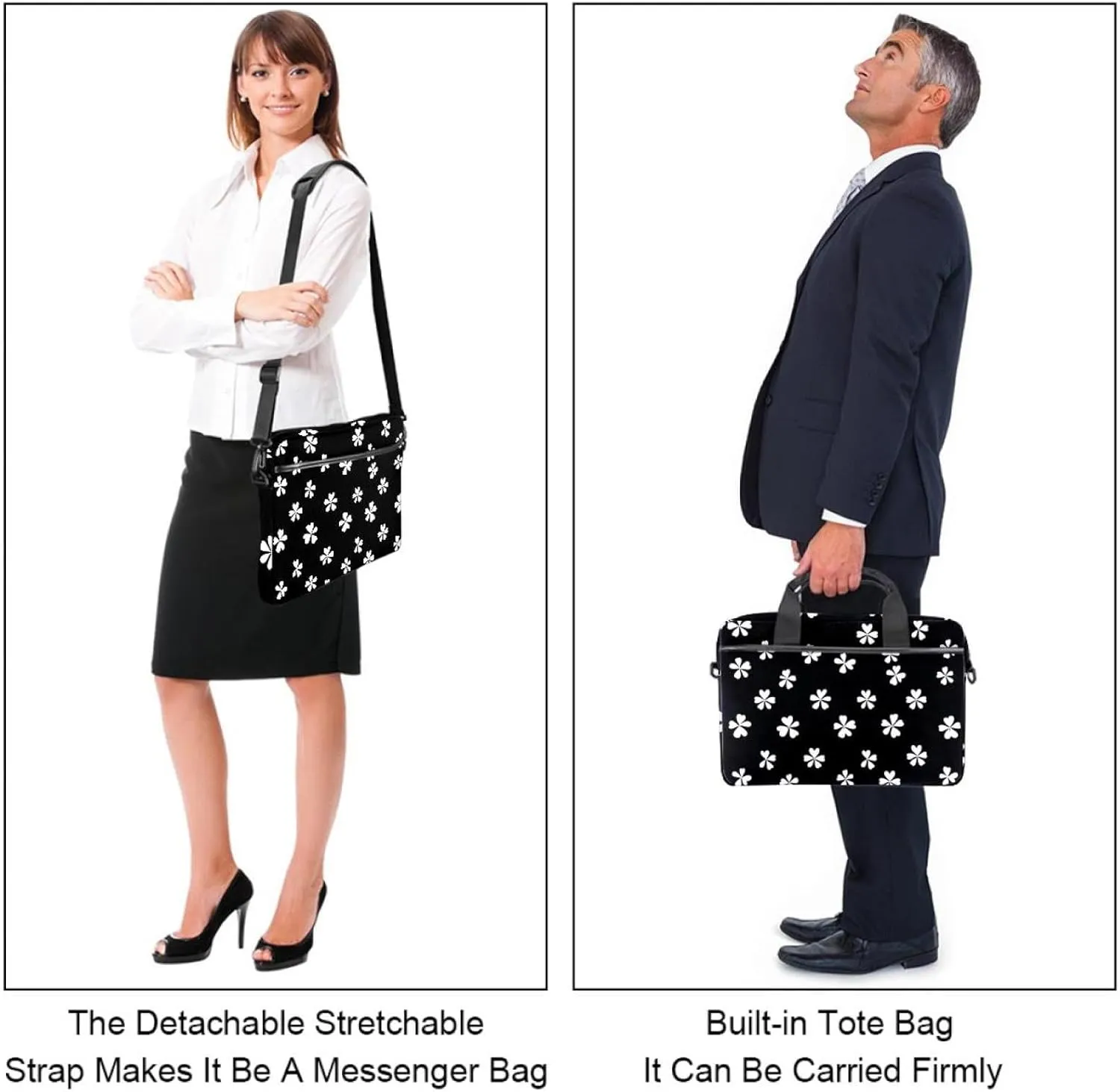 Spring Pattern with Twigs and Moon Laptop Shoulder Bag Slim Computer Briefcase Laptop Sleeve Messenger Case