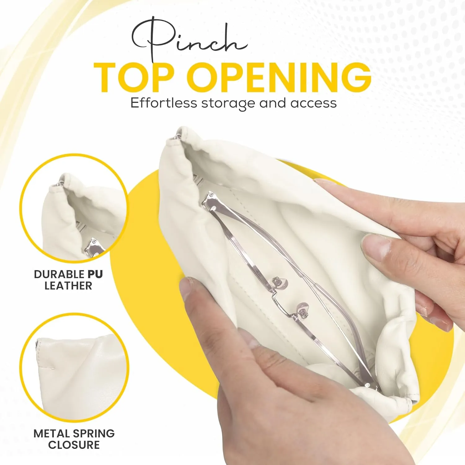 Squeeze Top Sunglass Pouch - Portable Sunglass Organizer Pouch Bags Soft PU Leather Glasses 2 Pack
