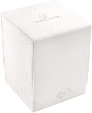 Squire 100  XL Convertible Deck Box | Card Storage Box with Removable Cover Clips | Holds 100 Double-Sleeved Cards in Extra Thick Inner Card Sleeves | White Color | Made by Gamegenic (GGS20120ML)