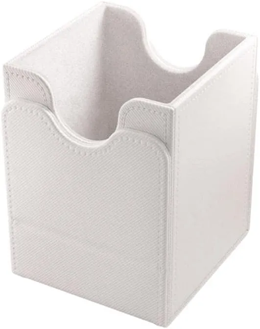 Squire 100  XL Convertible Deck Box | Card Storage Box with Removable Cover Clips | Holds 100 Double-Sleeved Cards in Extra Thick Inner Card Sleeves | White Color | Made by Gamegenic (GGS20120ML)