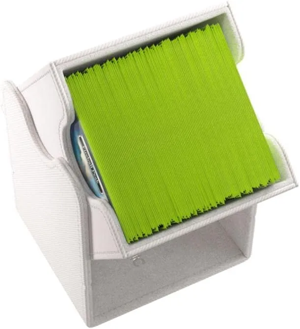 Squire 100  XL Convertible Deck Box | Card Storage Box with Removable Cover Clips | Holds 100 Double-Sleeved Cards in Extra Thick Inner Card Sleeves | White Color | Made by Gamegenic (GGS20120ML)