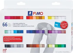 Staedtler FIMO Soft Polymer Clay - Oven Bake Clay for Jewelry, Sculpting, Crafting, 66 Pieces, Assorted Colors, 8023 C66-1
