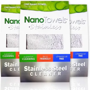 Stainless Steel Cleaner 3-PACK | The Amazing Chemical Free Stainless Steel Cleaning Reusable Wipe Cloth | Kid & Pet Safe | 7x16 (3 pcs)