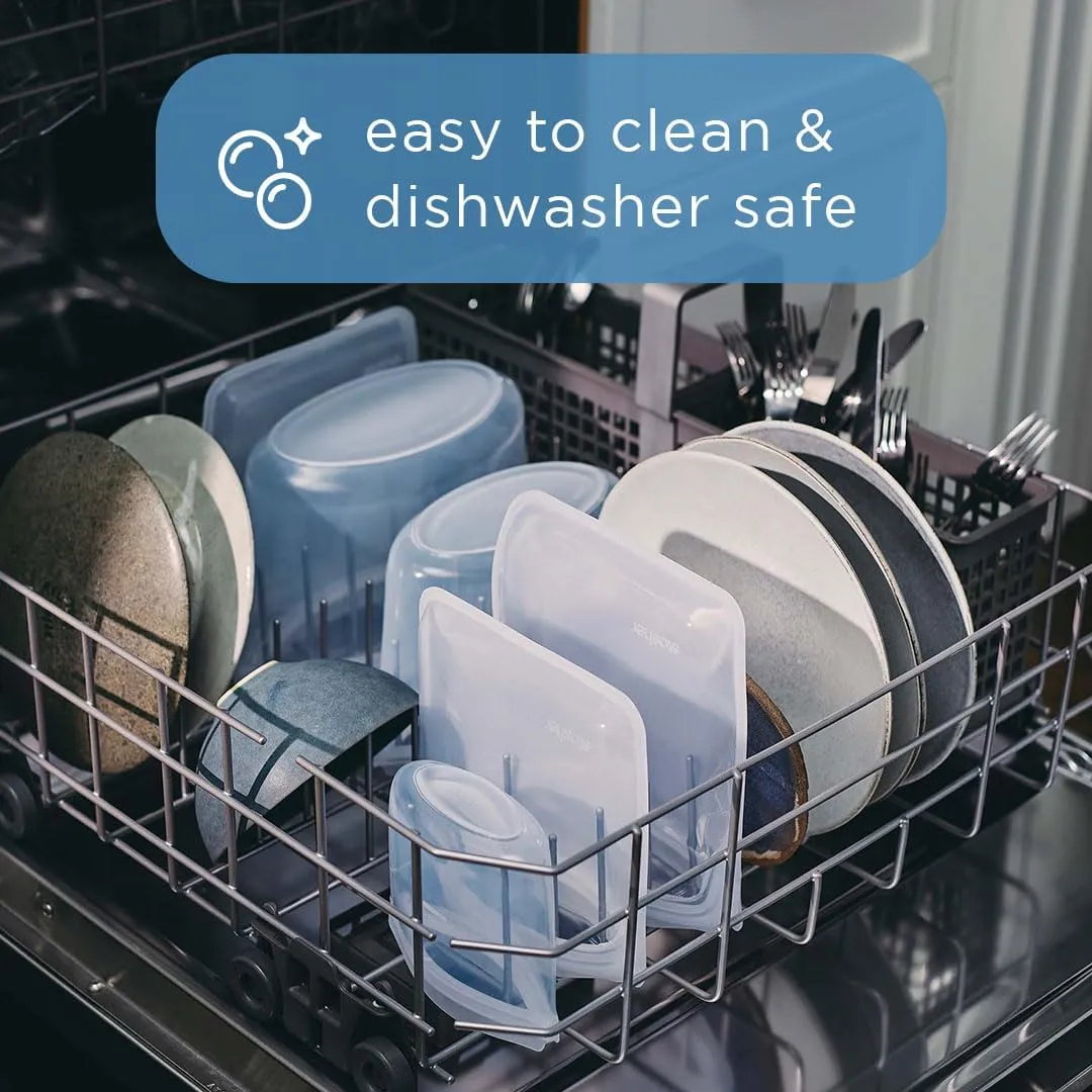 Stasher Premium Silicone Reusable Food Storage Bags, 4-Pack, Clear, Multi-Use Food Storage Bags, Lunch Bag, Travel Containers, BPA Free, Leak-free, Dishwasher-Safe, Eco-friendly