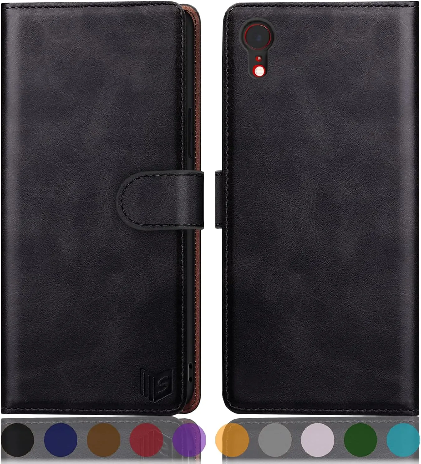 SUANPOT for iPhone XR 6.1 (Non XS 5.8",XS Max 6.7") Leather Wallet case with RFID Blocking Credit Card Holder Flip Folio Book Phone Cover Shockproof Pocket case for Apple XR for Men Women Black