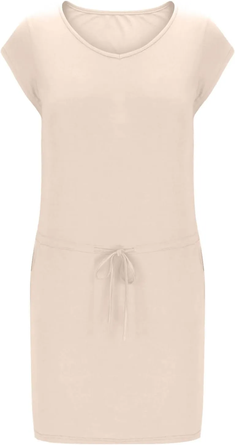 Summer Dresses for Women 2025 Lantern Sleeve V Neck Mini Dress Tie Front A-Line Double Layer Hem Sundress