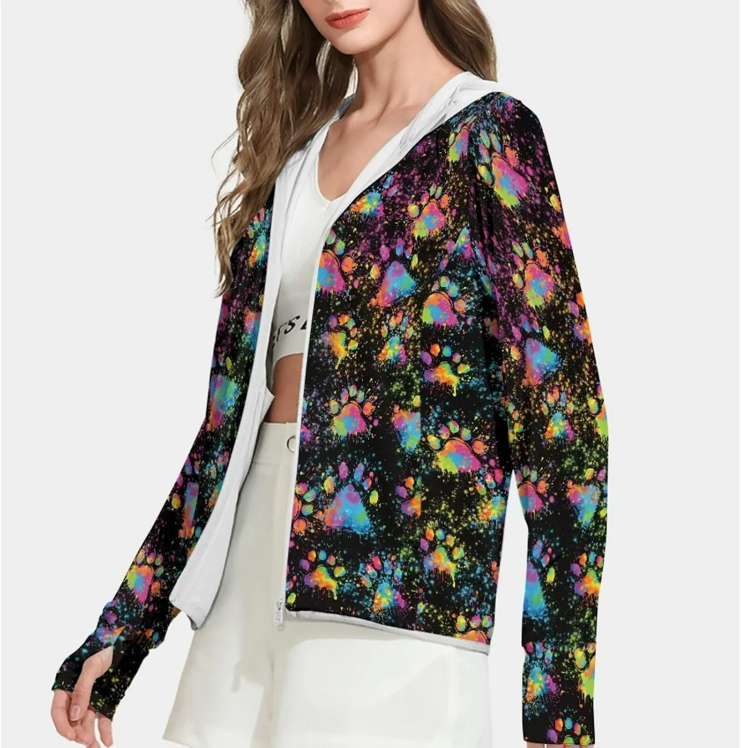 Summer Long Sleeves Sun Shirt,Women UPF 50  Sunshirt with Hooded