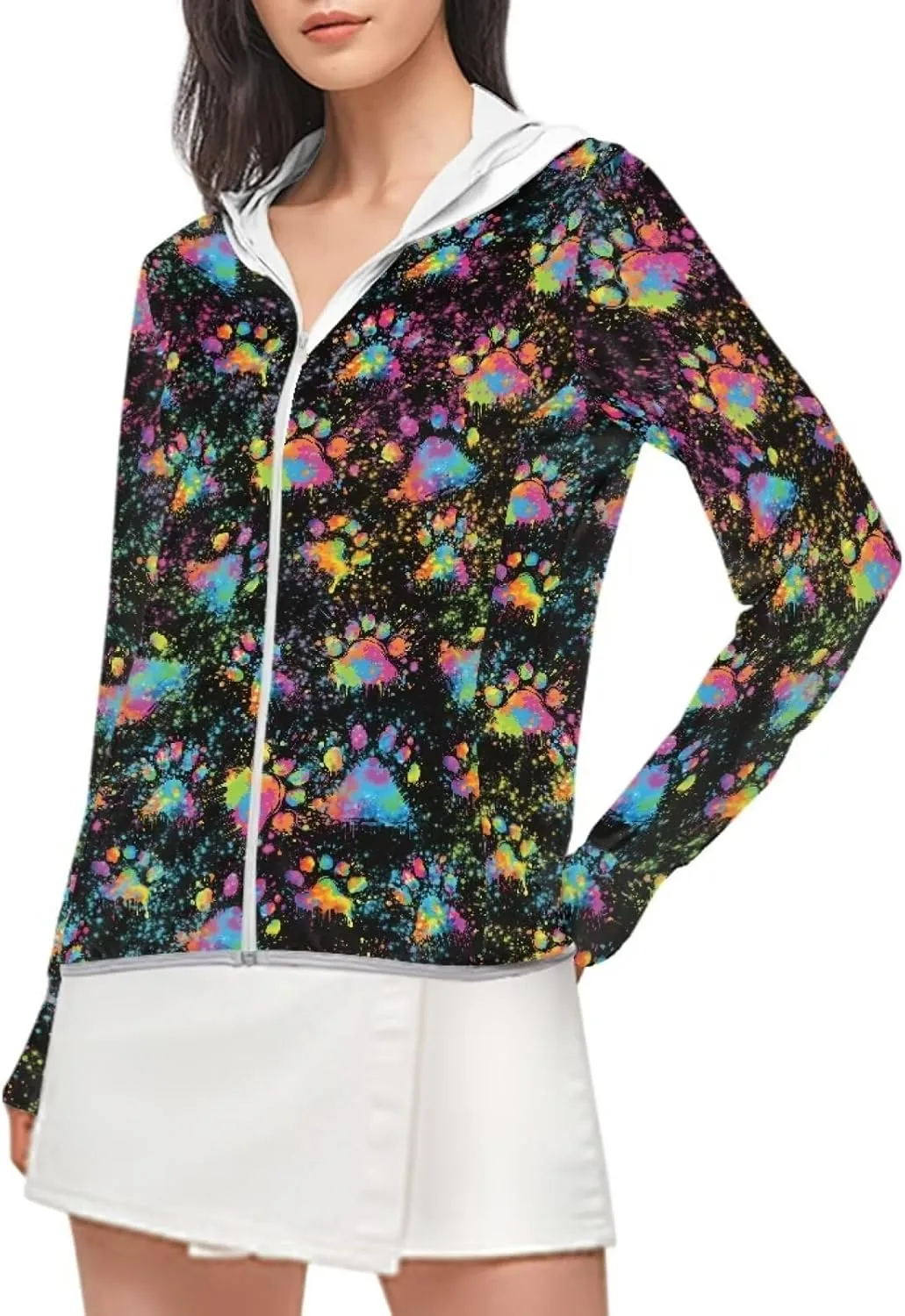 Summer Long Sleeves Sun Shirt,Women UPF 50  Sunshirt with Hooded