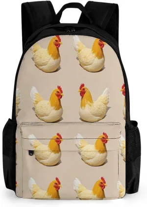 Supdreamc Polyester Daypack Bookbag for Gym Business Bicycle - Large Capacity Multipurpose Anti-Theft Carry On Bag, Chicken Rooster Art Travel Hiking Daypack
