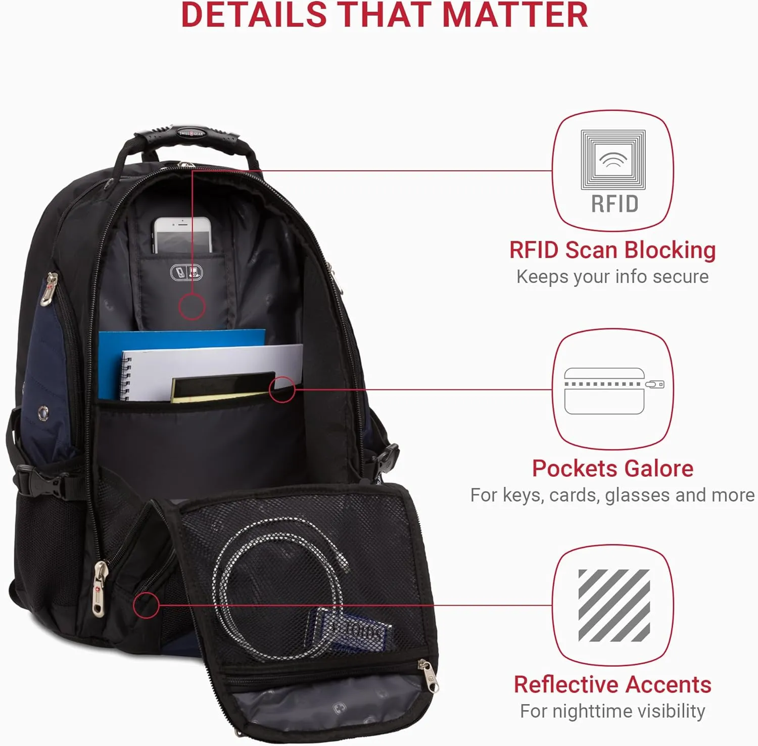 SwissGear 1900 Scansmart TSA 17 Laptop Backpack, Blue/Black, 19-Inch