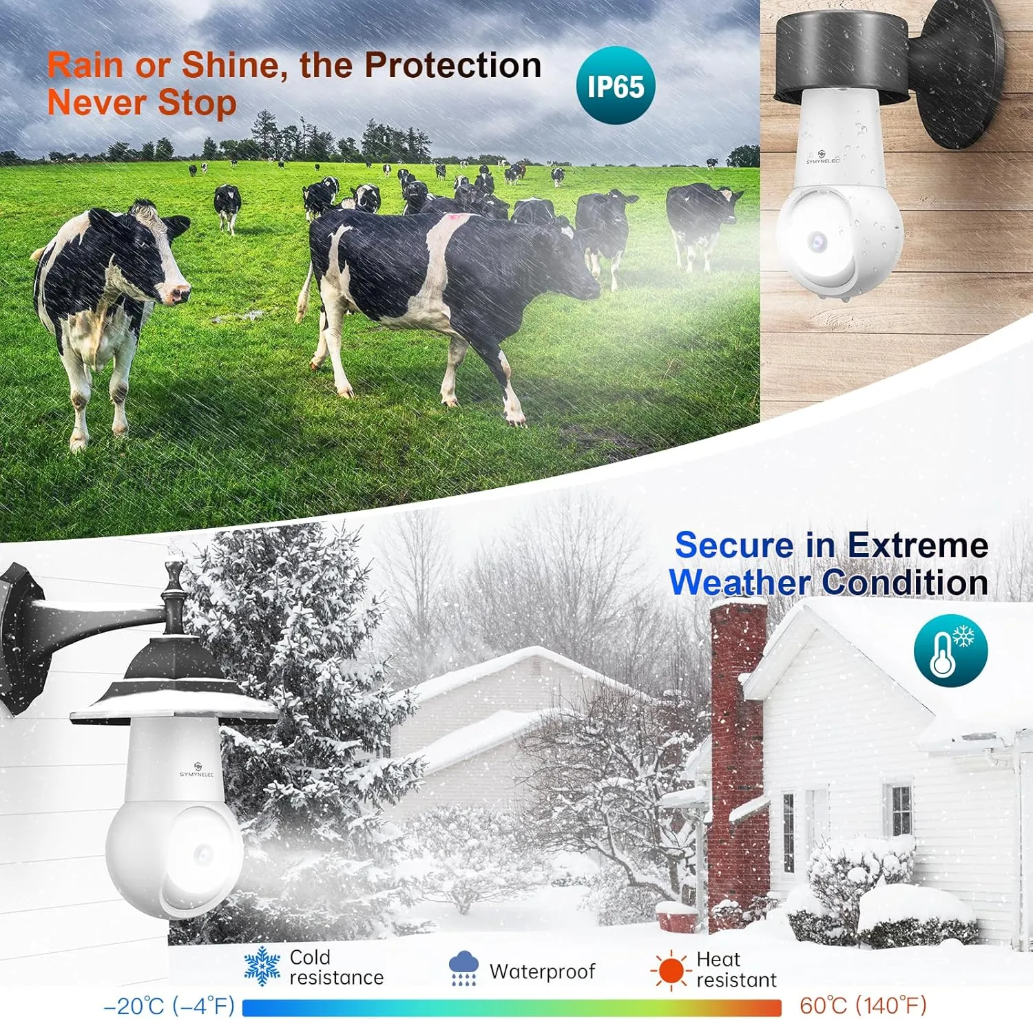SYMYNELEC Light Bulb Security Camera: 5G WiFi Socket Camera Outdoor - Wireless Lightbulb Camera Waterproof for Home with Night Vision Motion Detection
