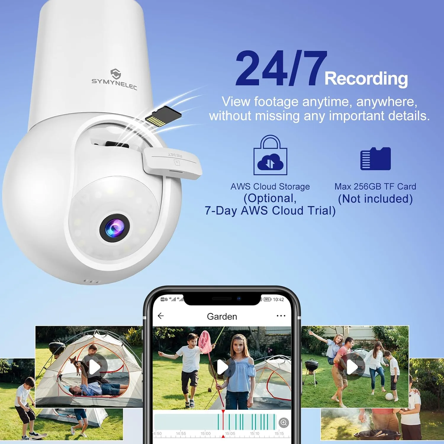 SYMYNELEC Light Bulb Security Camera: 5G WiFi Socket Camera Outdoor - Wireless Lightbulb Camera Waterproof for Home with Night Vision Motion Detection