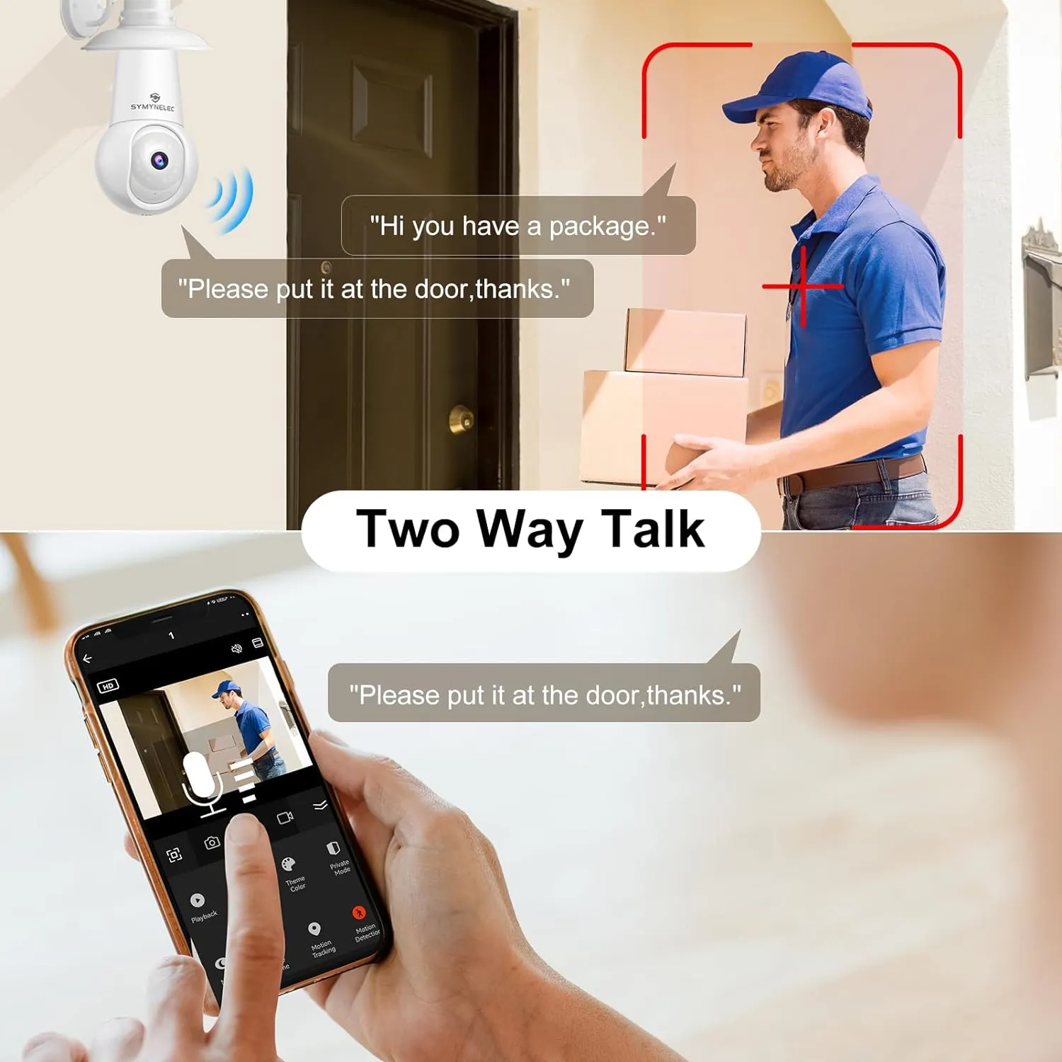 SYMYNELEC Light Bulb Security Camera: 5G WiFi Socket Camera Outdoor - Wireless Lightbulb Camera Waterproof for Home with Night Vision Motion Detection