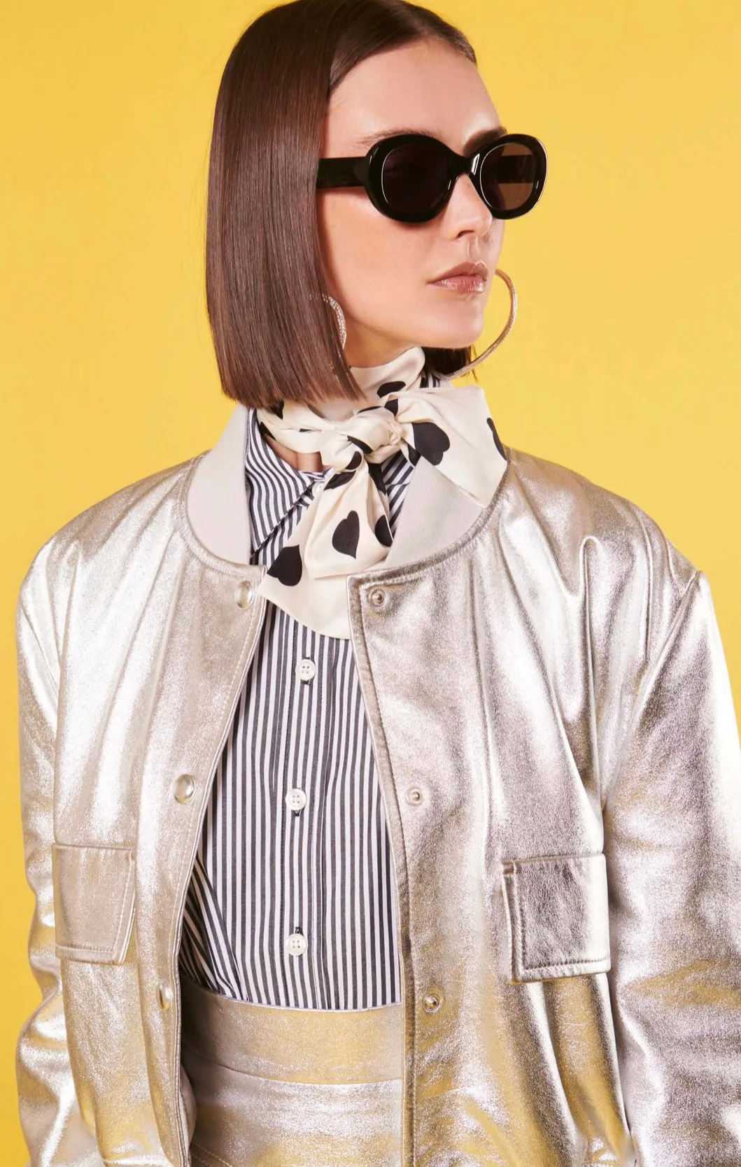Tara JARMON Paris - Valma silver
 leather jacket