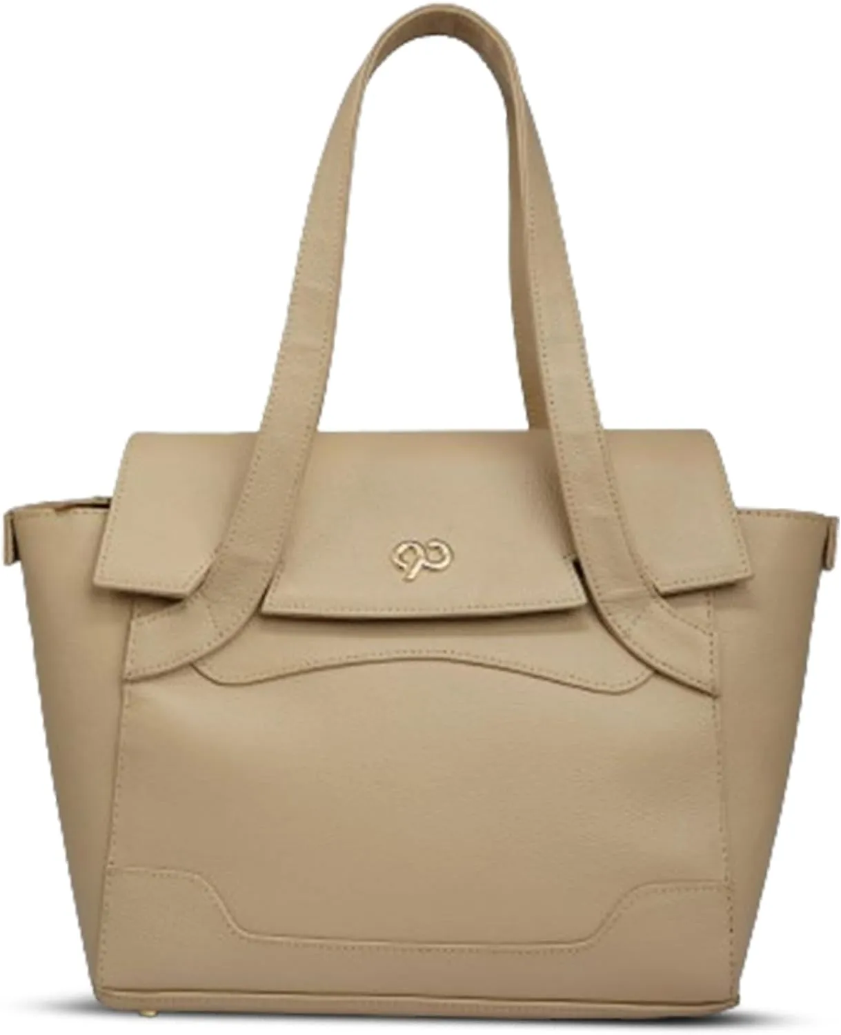 Tara Medium Mushroom Beige Leather Work Tote Bag for Women | Genuine Leather Office Handbag with Tablet Pocket | Handcrafted by Dharavi Market