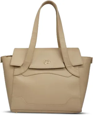 Tara Medium Mushroom Beige Leather Work Tote Bag for Women | Genuine Leather Office Handbag with Tablet Pocket | Handcrafted by Dharavi Market