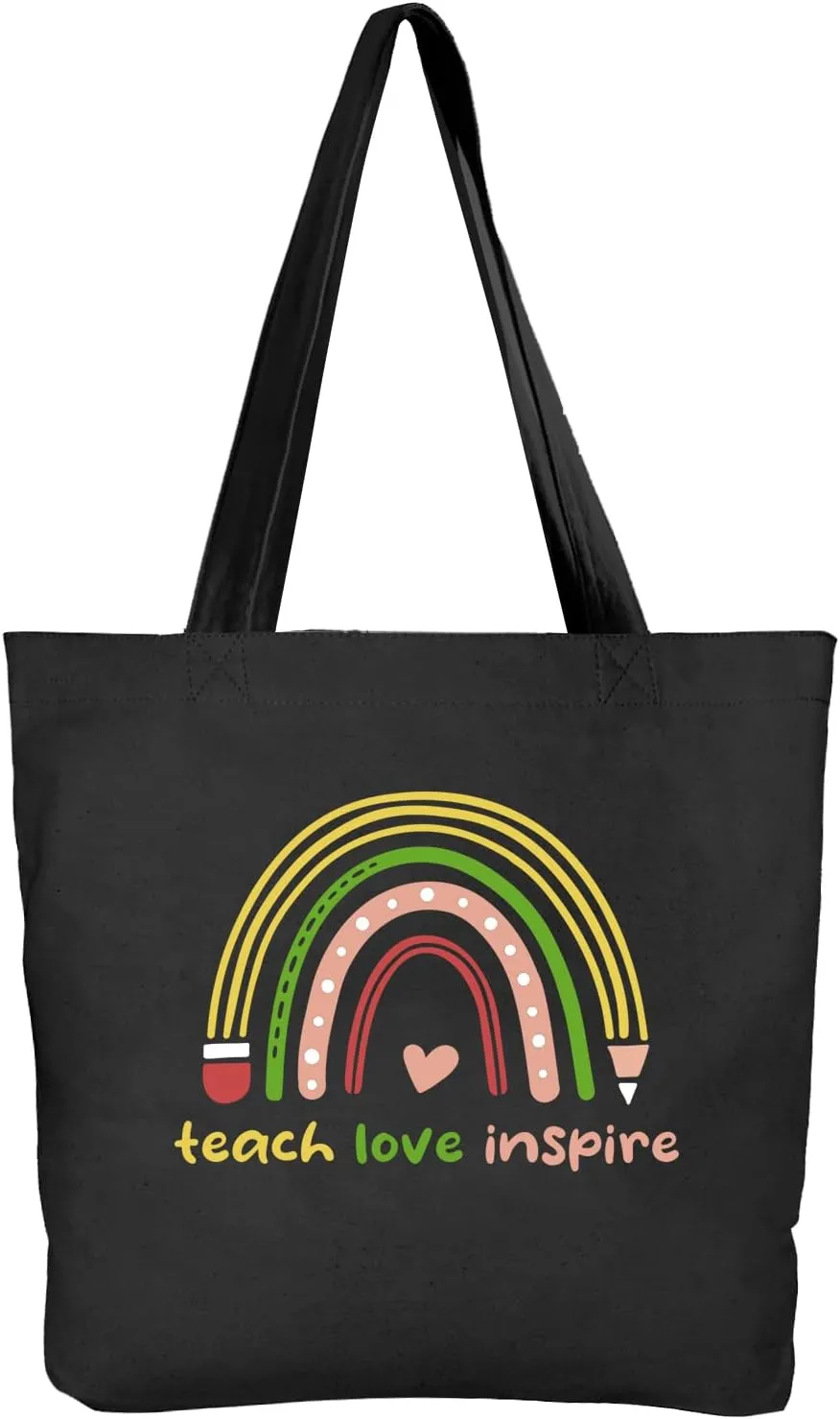 Teacher Gifts for Women Teacher Bag Thank You Birthday Christmas Graduation Thanksgiving Valentines Gifts Canvas Tote Bag with Pocket Black