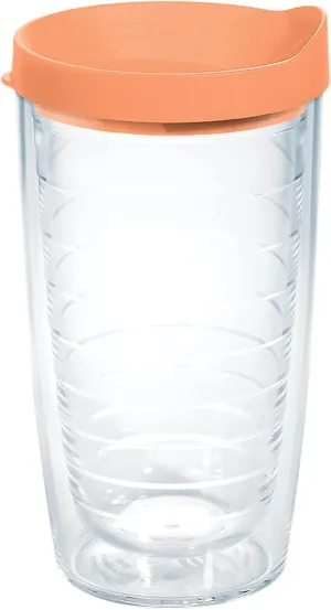 Tervis Clear & Colorful Lidded Made in USA Double Walled Insulated Tumbler Travel Cup Keeps Drinks Cold & Hot, 16oz, Citrus Sunrise Lid