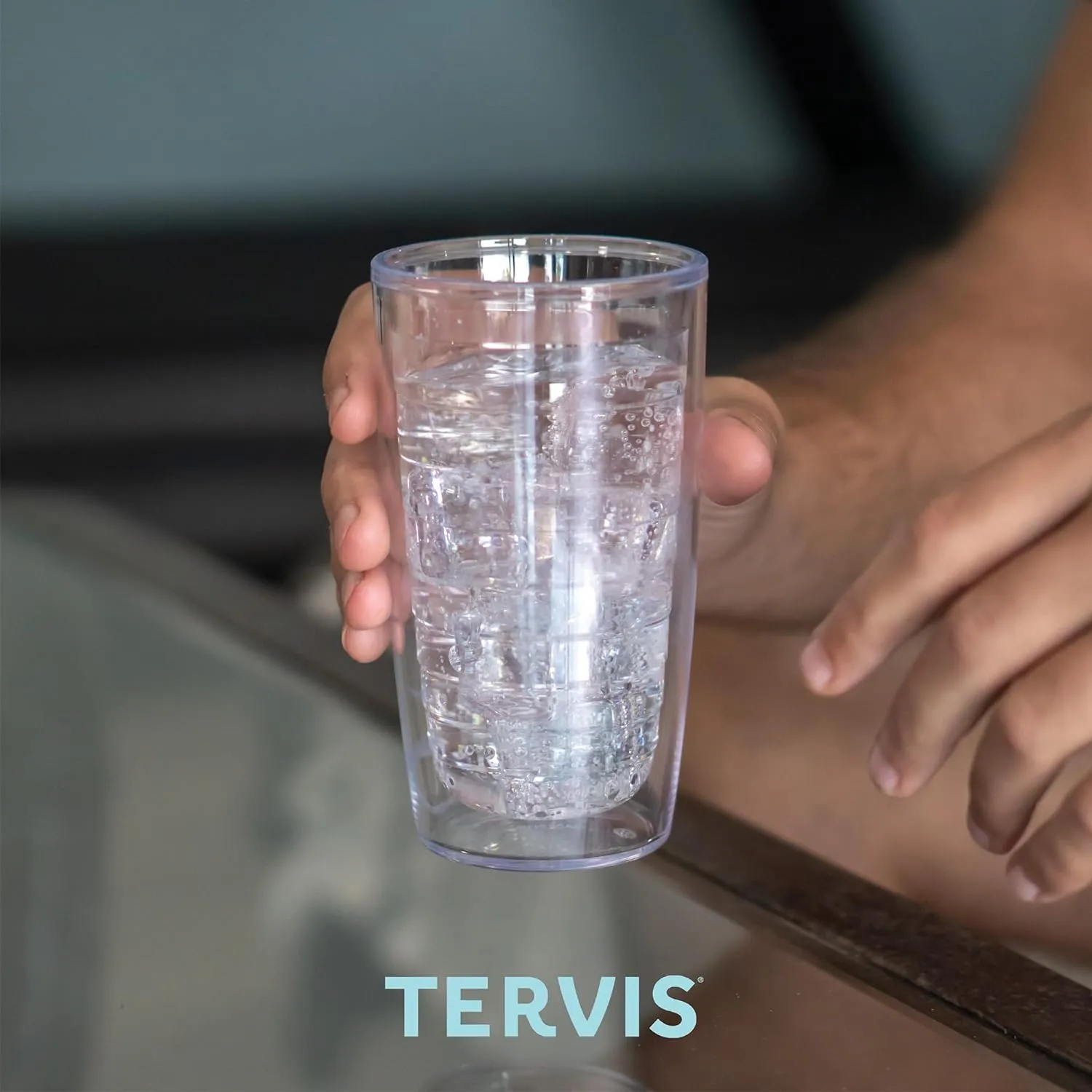 Tervis Clear & Colorful Tabletop Made in USA Double Walled Insulated Tumbler Travel Cup Keeps Drinks Cold & Hot, 16oz - 4pk, Blue Moon