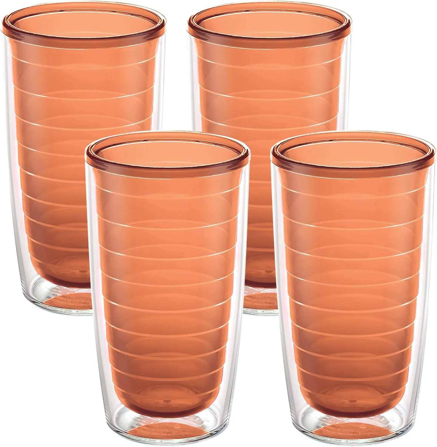 Tervis Clear & Colorful Tabletop Made in USA Double Walled Insulated Tumbler Travel Cup Keeps Drinks Cold & Hot, 16oz - 4pk, Citrus Sunrise