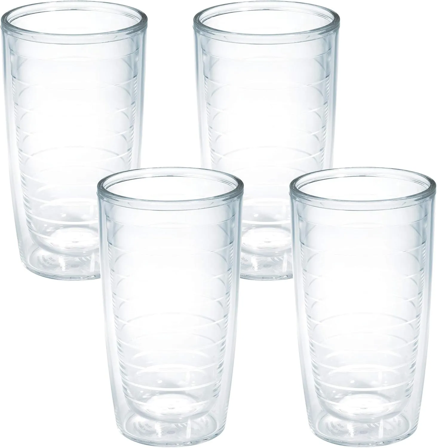 Tervis Clear & Colorful Tabletop Made in USA Double Walled Insulated Tumbler Travel Cup Keeps Drinks Cold & Hot, 16oz - 4pk, Clear