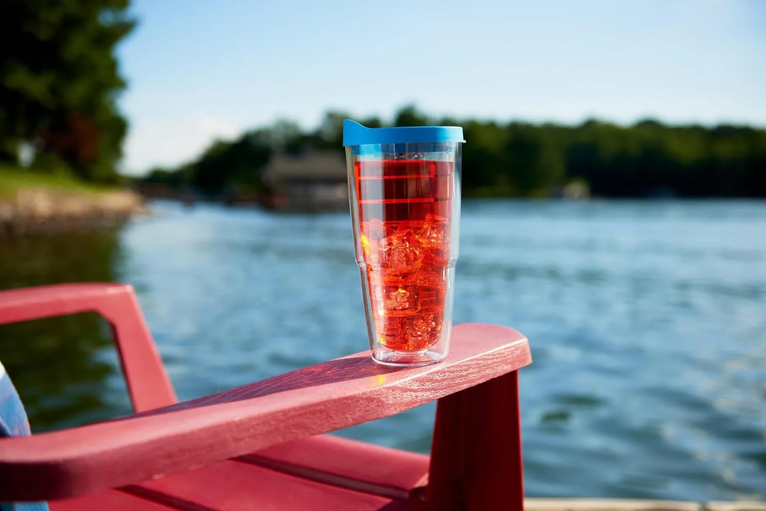 Tervis Clear & Colorful Tabletop Made in USA Double Walled Insulated Tumbler Travel Cup Keeps Drinks Cold & Hot, 24oz - 2pk, Red