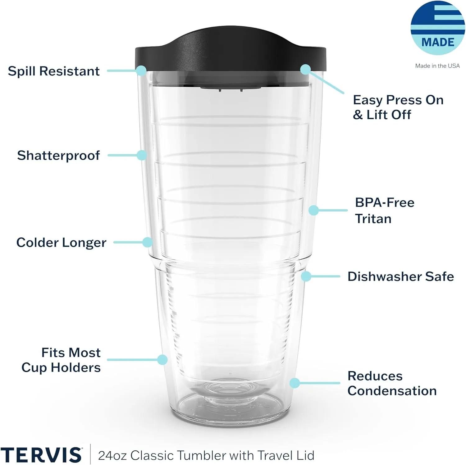 Tervis Coca-Cola - Diet Coke Insulated Tumbler with Emblem and Black Lid, 24oz, Clear