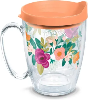 Tervis Grandma Floral Made in USA Double Walled Insulated Tumbler Travel Cup Keeps Drinks Cold & Hot, 16oz Mug, Clear