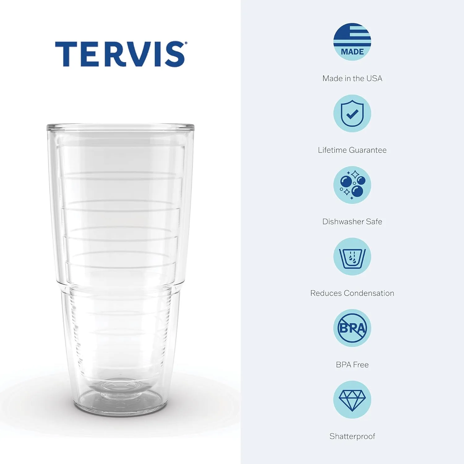 Tervis Happy Camper Tumbler with Wrap and Brown Lid 24oz, Clear