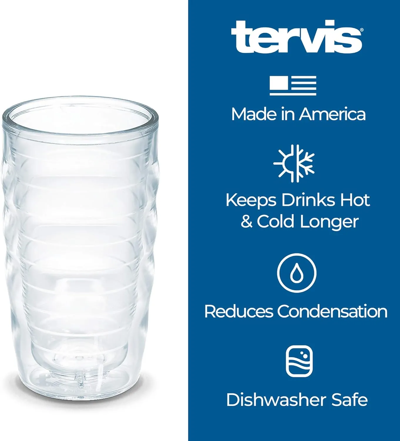 Tervis Made in USA Double Walled Dinosaurs Insulated Plastic Tumbler Cup Keeps Drinks Cold & Hot, 10oz Wavy - Blue Lid, Clear