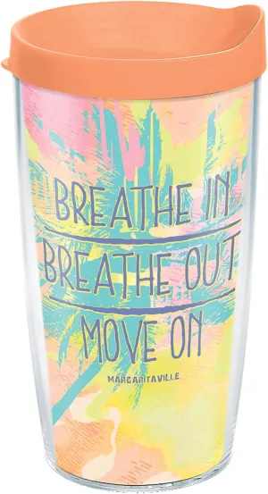Tervis Made in USA Double Walled Margaritaville Breathe In And Out Insulated Tumbler Cup Keeps Drinks Cold & Hot, 16oz, Clear