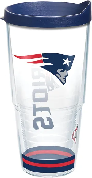 Tervis Made in USA Double Walled NFL New England Patriots Arctic Insulated Tumbler Cup Keeps Drinks Cold & Hot, 24oz, Clear