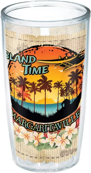 Tervis Margaritaville - Island Time Made in USA Double Walled Insulated Tumbler Travel Cup Keeps Drinks Cold & Hot, 16oz - No Lid, Clear