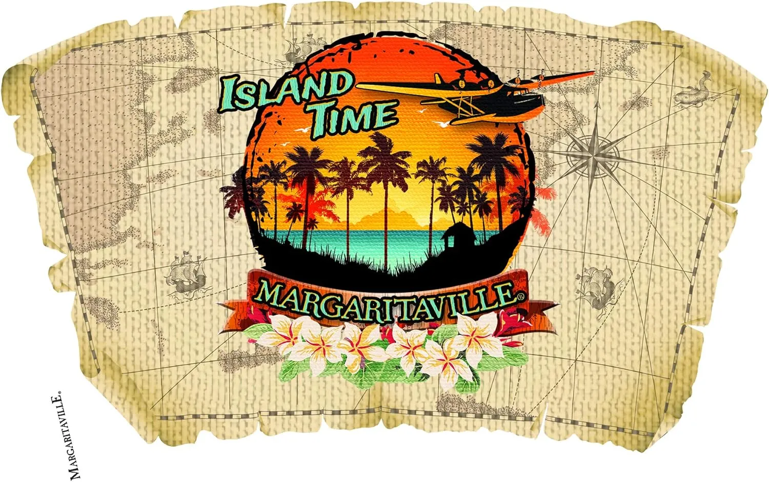 Tervis Margaritaville - Island Time Made in USA Double Walled Insulated Tumbler Travel Cup Keeps Drinks Cold & Hot, 16oz - No Lid, Clear