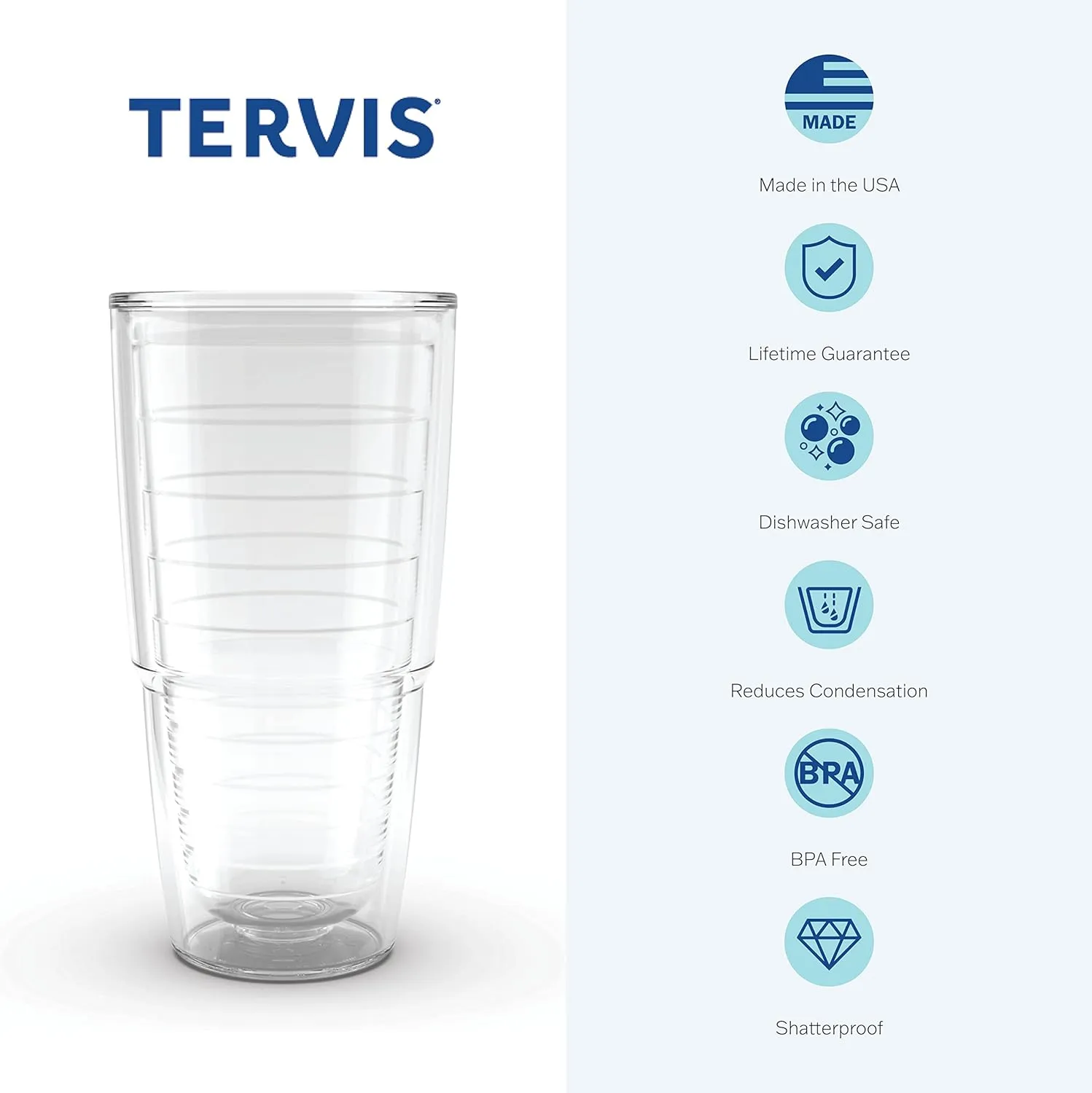 Tervis Margaritaville - Island Time Made in USA Double Walled Insulated Tumbler Travel Cup Keeps Drinks Cold & Hot, 24oz - 2pk, Clear