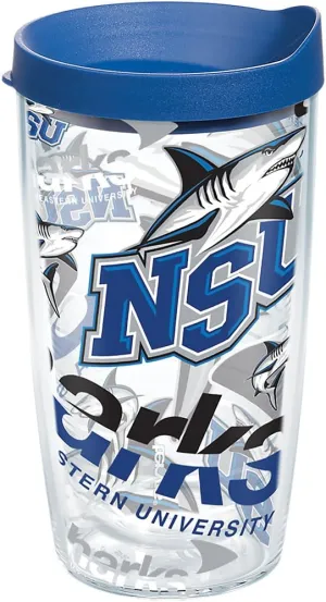 Tervis Nova Southeastern University All Over Tumbler with Wrap and Blue Lid 16oz, Clear