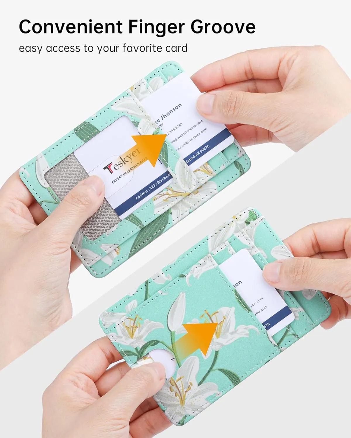 Teskyer Slim Wallet for Men, Minimalist Front Pocket RFID Blocking Leather Wallet Credit Card Holder for Men & Women