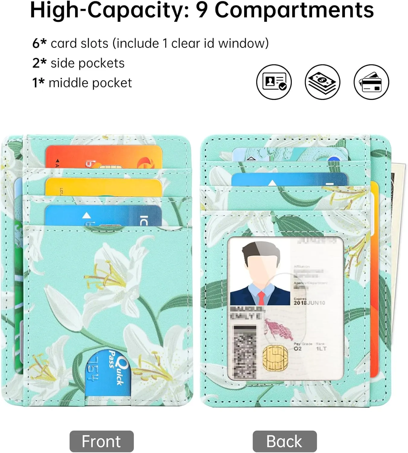 Teskyer Slim Wallet for Men, Minimalist Front Pocket RFID Blocking Leather Wallet Credit Card Holder for Men & Women