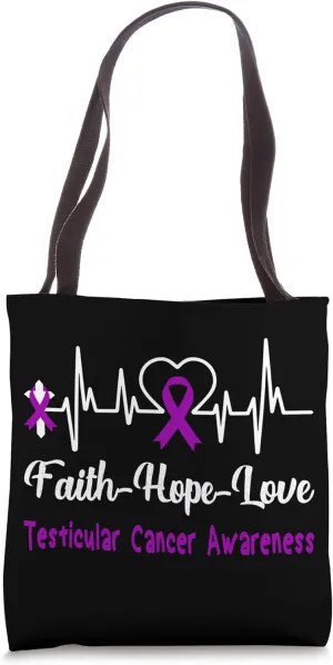 Testicular Cancer Awareness Heartbeat Christian Cross Tote Bag