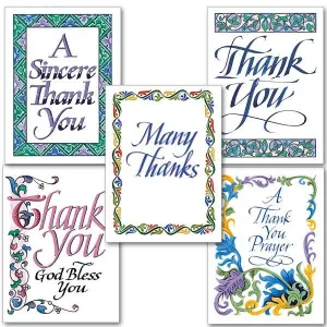 Thank You Calligraphy Collection Card (10 Cards with Envelopes) 5 patterns