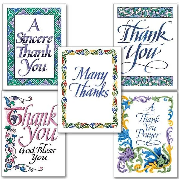 Thank You Calligraphy Collection Card (10 Cards with Envelopes) 5 patterns