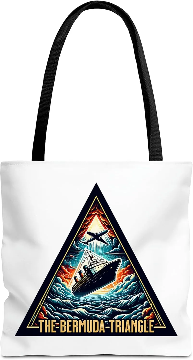 The Bermuda Triangle Tote Bag for Women Men Casual Tote Bag Cloth Canvas Shopping Bags with Handles Cute Bags Everyday Use 16" x 16" Aesthetic Gift ID44998